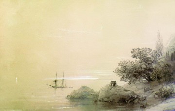 Mar contra una costa rocosa 1851 Romántico ruso Ivan Aivazovsky Pinturas al óleo